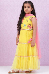 BIBA Indi Girls Lehenga Choli Ethnic Wear Floral Print Lehenga, Choli and Dupatta Set