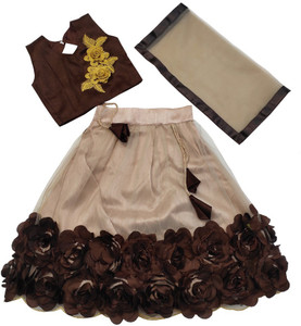 ALMOND STYLE Girls Lehenga Choli Ethnic Wear Embroidered Ghagra, Choli, Dupatta Set