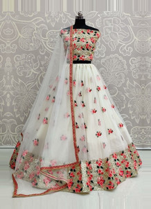 Gheludi Girls Lehenga Choli Ethnic Wear Embroidered Lehenga, Choli and Dupatta Set