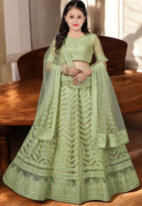 D.G.ITALIYA TRENDZ Girls Lehenga Choli Ethnic Wear Embroidered Lehenga, Choli and Dupatta Set