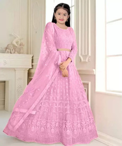 Gheludi Girls Lehenga Choli Ethnic Wear Embroidered Lehenga, Choli and Dupatta Set