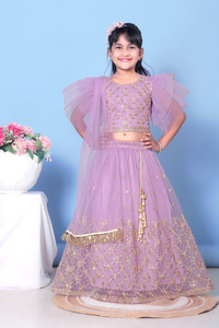 satyamfab Baby Girls Lehenga Choli Ethnic Wear Embroidered Lehenga, Choli and Dupatta Set