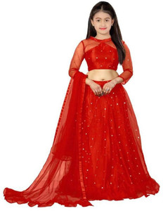 KESHAVI CREATION Girls Lehenga Choli Party Wear Embellished Lehenga, Choli and Dupatta Set