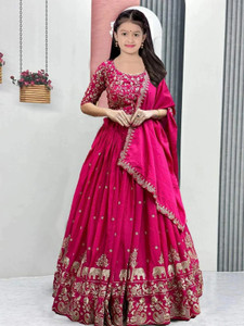 RUKHA FAB Indi Baby Girls Lehenga Choli Party Wear Embroidered Lehenga, Choli and Dupatta Set