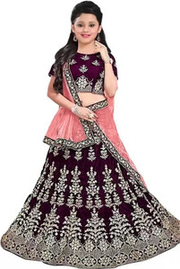 AARKIT Girls Lehenga Choli Ethnic Wear Embroidered Ghagra, Choli, Dupatta Set