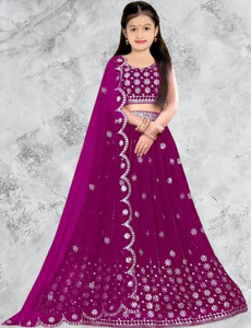 Rayasa Baby Girls Lehenga Choli Ethnic Wear Embroidered Ghagra, Choli, Dupatta Set