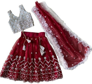 sainur creation Girls Lehenga Choli Ethnic Wear Embroidered Lehenga, Choli and Dupatta Set