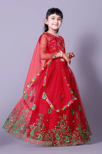 sainur creation Girls Lehenga Choli Ethnic Wear Embroidered Lehenga, Choli and Dupatta Set