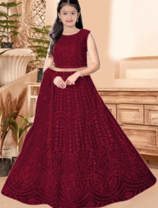 Clothes Shop Girls Lehenga Choli Ethnic Wear Self Design Lehenga, Choli and Dupatta Set