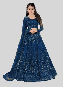 PILUDI Girls Lehenga Choli Ethnic Wear Embroidered, Embellished Lehenga, Choli and Dupatta Set