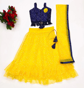 Atierking Girls Lehenga Choli Fusion Wear Printed Lehenga, Choli and Dupatta Set