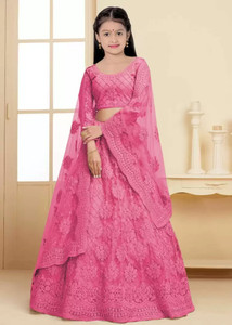 Chidiya Fab Girls Lehenga Choli Ethnic Wear Embroidered Lehenga, Choli and Dupatta Set