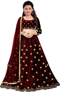Harshiv Creation Girls Lehenga Choli Ethnic Wear Embroidered Lehenga, Choli and Dupatta Set