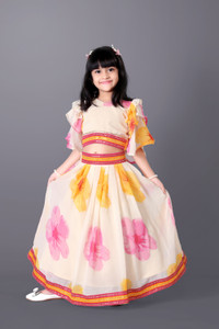 satyamfab Girls Lehenga Choli Party Wear Floral Print Ghagra Choli