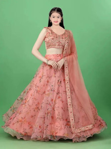 RUKHA FAB Girls Lehenga Choli Western Wear Printed Lehenga Choli