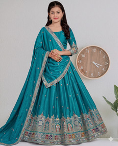 SDMI FASHION Girls Lehenga Choli Party Wear Embroidered Lehenga, Choli and Dupatta Set