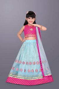 satyamfab Girls Lehenga Choli Ethnic Wear Self Design Lehenga, Choli and Dupatta Set