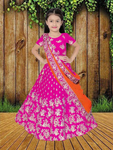 UnicX Girls Lehenga Choli Ethnic Wear Embroidered Lehenga, Choli and Dupatta Set