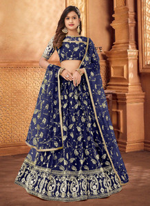 Women Wed Girls Lehenga Choli Ethnic Wear Embroidered Lehenga, Choli and Dupatta Set