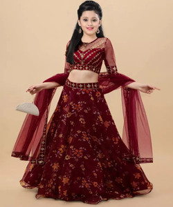 KESHAVI CREATION Girls Lehenga Choli Ethnic Wear Embroidered Lehenga, Choli and Dupatta Set