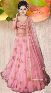 priyans fashion Girls Lehenga Choli Ethnic Wear Embroidered Lehenga, Choli and Dupatta Set