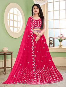 F Plus fashion Girls Lehenga Choli Ethnic Wear Embroidered Lehenga, Choli and Dupatta Set