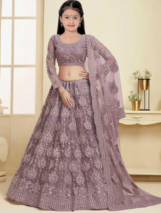 Gheludi Girls Lehenga Choli Ethnic Wear Embroidered Lehenga, Choli and Dupatta Set