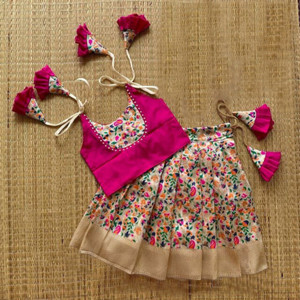 UFB Baby Girls Lehenga Choli Fusion Wear Floral Print Lehenga Choli