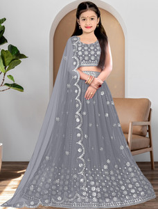 Harshiv Creation Baby Girls Lehenga Choli Ethnic Wear Embroidered Lehenga, Choli and Dupatta Set