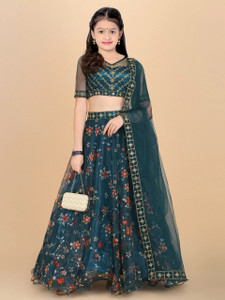 SHYAMALI FASHION Girls Lehenga Choli Ethnic Wear Embroidered, Floral Print Lehenga, Choli and Dupatta Set