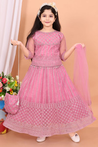 GIFTKART Girls Lehenga Choli Ethnic Wear, Party Wear Solid Lehenga, Choli and Dupatta Set