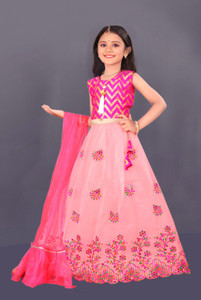 sainur creation Indi Girls Lehenga Choli Ethnic Wear Embroidered Lehenga, Choli and Dupatta Set