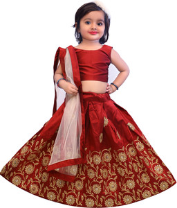 Shoryam Fashion Baby Girls Lehenga Choli Ethnic Wear Embroidered Ghagra, Choli, Dupatta Set