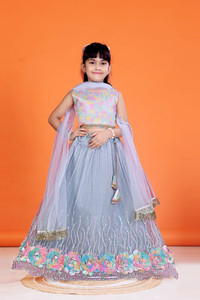 satyamfab Indi Baby Girls Lehenga Choli Ethnic Wear Self Design Lehenga, Choli and Dupatta Set