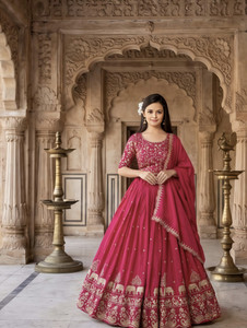 Jiya Fashion Girls Lehenga Choli Ethnic Wear Embroidered Lehenga, Choli and Dupatta Set