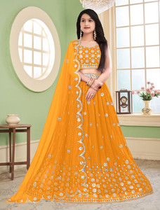 F Plus fashion Girls Lehenga Choli Ethnic Wear Embroidered Lehenga, Choli and Dupatta Set