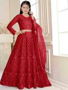 Femisha Creation Girls Lehenga Choli Western Wear Embroidered Lehenga, Choli and Dupatta Set