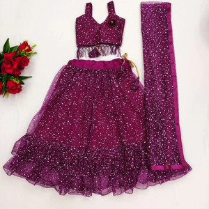 Atierking Indi Girls Lehenga Choli Fusion Wear Printed Lehenga, Choli and Dupatta Set
