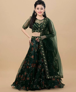 Bharat Origin Girls Lehenga Choli Western Wear Printed Lehenga, Choli and Dupatta Set
