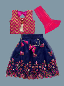 SAINUR CREATIOPN Indi Girls Lehenga Choli Ethnic Wear Embroidered Lehenga, Choli and Dupatta Set