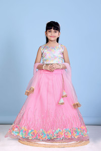 satyamfab Baby Girls Lehenga Choli Ethnic Wear Self Design Lehenga, Choli and Dupatta Set