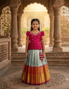 Wommaniya Impex Girls Lehenga Choli Ethnic Wear Embroidered Lehenga Choli