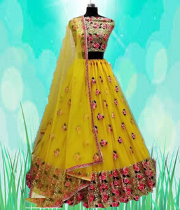 F Plus fashion Girls Lehenga Choli Ethnic Wear Solid Ghagra, Choli, Dupatta Set