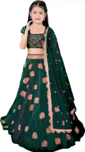 Bharat Origin Girls Lehenga Choli Ethnic Wear Embroidered Lehenga, Choli and Dupatta Set