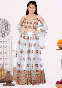Gheludi Girls Lehenga Choli Ethnic Wear Embellished Lehenga, Choli and Dupatta Set
