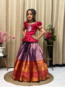 CalendarArt Girls Lehenga Choli Ethnic Wear Self Design Lehenga Choli