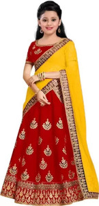 KEVIJA Girls Lehenga Choli Ethnic Wear Embroidered Lehenga Choli