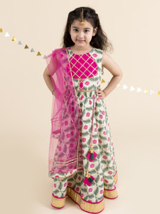 Pspeaches Girls Lehenga Choli Ethnic Wear Printed Lehenga, Choli and Dupatta Set