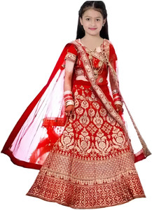 The Fashion Prime Girls Lehenga Choli Ethnic Wear Embroidered Lehenga, Choli and Dupatta Set