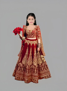 Wemation Girls Lehenga Choli Ethnic Wear Embroidered Lehenga, Choli and Dupatta Set